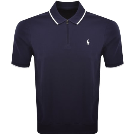 Ralph Lauren Stretch Mesh Zip Polo Navy | Mainline Menswear us